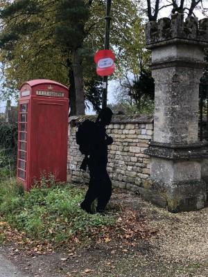 Soldier silhouette near church in Irnham